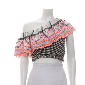 HEMANT & NANDITA Printed One-Shoulder Crop Top Size: XS